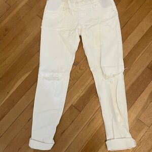 Off white distressed maternity jeans